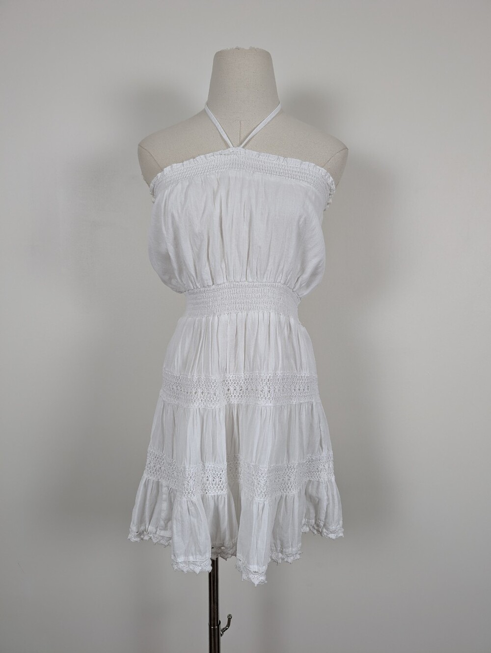 Y2K White Mini Dress Size Small Boho - Picture 2 of 9